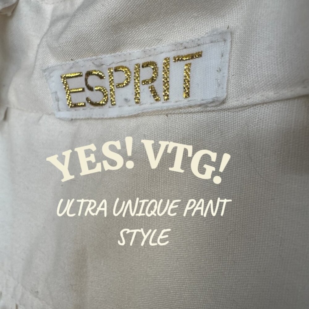 NWOT AUTHENTIC 80s ESPRIT Womens Pants Ecru Creme Pleated DropWaist Tapered Leg